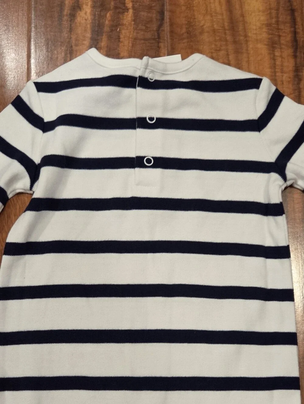 Janie and Jack NWT 6-12 Months White/Navy Striped Anchor Footie Romper